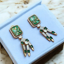 Royal Green Crystal Dangle Earrings