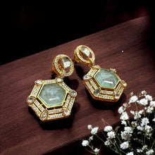 HexaGlow Emerald Drop Earrings