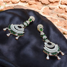 Regal Emerald Crescent Chandelier Earrings