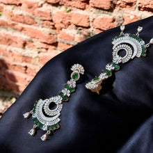 Regal Emerald Crescent Chandelier Earrings