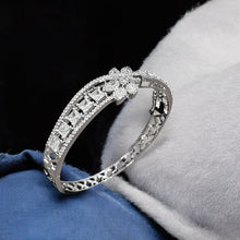 American Diamond Blossom White Gold Bangle.