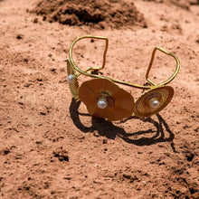 Floral Pearl Elegance Cuff Bracelet