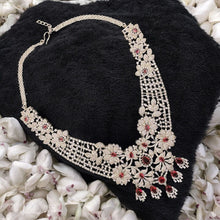 Regal Ruby and American Diamond Bridal Necklace Set