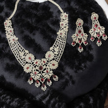 Regal Ruby and American Diamond Bridal Necklace Set