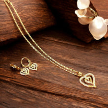 Heart-Shaped Gold Plated Necklace & Earring Set