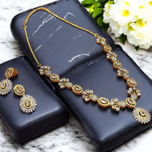 Gold-Plated Floral CZ Necklace Set