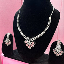 Floral Pink Stone Necklace Set