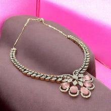 Floral Pink Stone Necklace Set