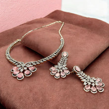 Floral Pink Stone Necklace Set