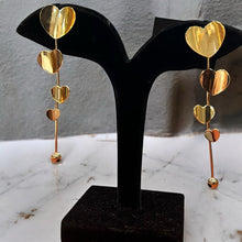 Gold Plated Heart Cascade Drop Earrings