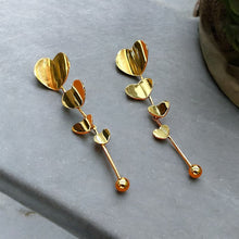 Gold Plated Heart Cascade Drop Earrings