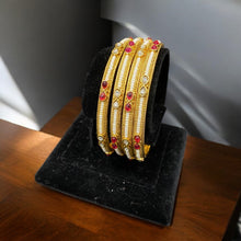 Regal Pearl and Ruby Golden Bangles