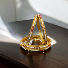 Regal Pearl and Ruby Golden Bangles