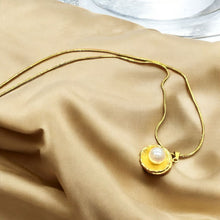Golden Pearl Shell Pendant Necklace
