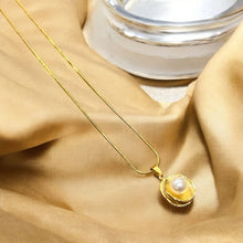 Golden Pearl Shell Pendant Necklace