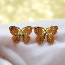 Golden Butterfly Crystal Stud Earrings