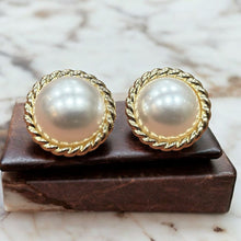 Vintage Faux Pearl Golden Rope Clip-On Earrings