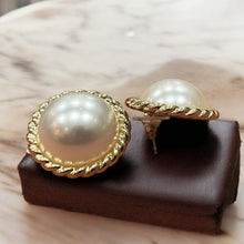 Vintage Faux Pearl Golden Rope Clip-On Earrings