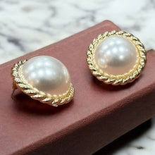 Vintage Faux Pearl Golden Rope Clip-On Earrings