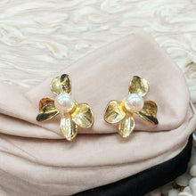 Golden Petal Pearl Studs