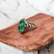 Twin Trillion Green Gemstone Bypass Ring