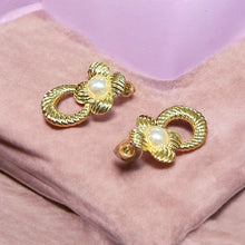 Golden Petal Pearl Hoop Studs
