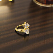 Twin Trillion White Gemstone Bypass Ring