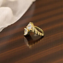 Twin Trillion White Gemstone Bypass Ring