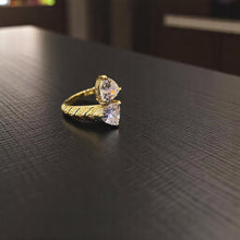 Twin Trillion White Gemstone Bypass Ring