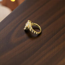 Twin Trillion White Gemstone Bypass Ring