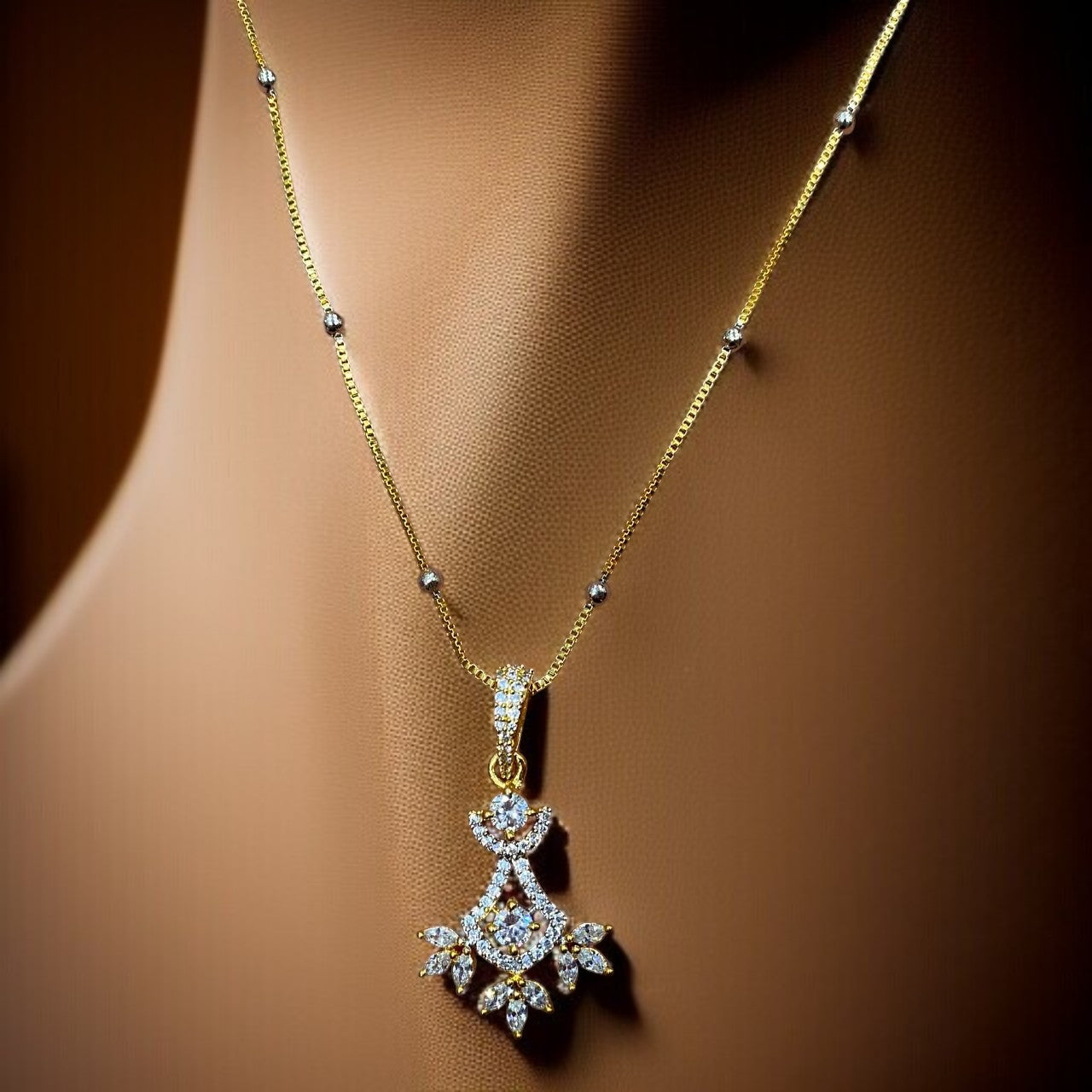 Elegant Marquise Cluster Pendant Set