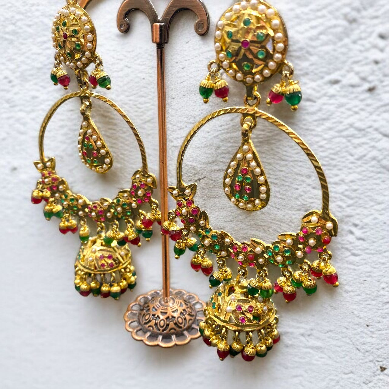 Royal Jadau Jhumka Chandbalis