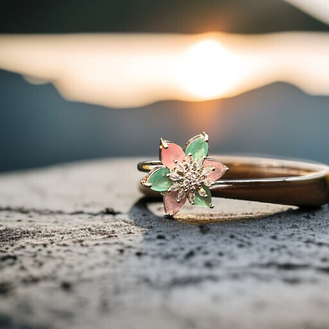 Pastel Blossom American Diamond Ring