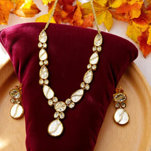 Elegant White Stone Polki Necklace Set