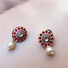Royal Ruby Pearl Drop Earrings