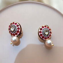 Royal Ruby Pearl Drop Earrings