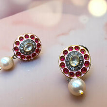 Royal Ruby Pearl Drop Earrings