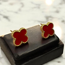 Scarlet Clover Stud Earrings
