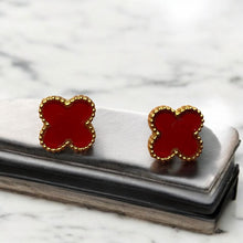 Scarlet Clover Stud Earrings