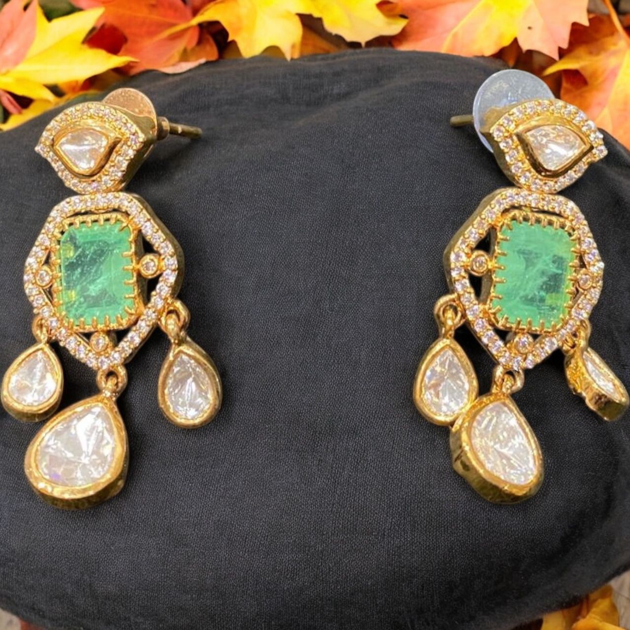 Kundan and Emerald Beaded Bridal Necklace Set