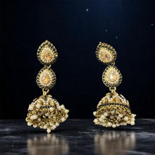 Kundan and Pearl Embellished Jhumka Earrings