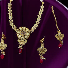 Floral Antique Golden Set with Maang Tikka