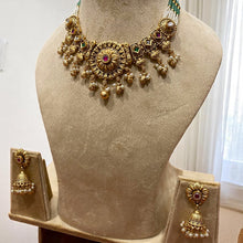Temple-Inspired Choker Necklace Set with Pearl Drops