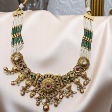 Temple-Inspired Choker Necklace Set with Pearl Drops