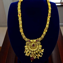 Antique Peacock Motif Bridal Set with Ruby Beads