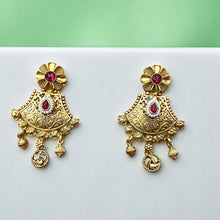 Floral Temple Coin Necklace Set with Kundan Highlights