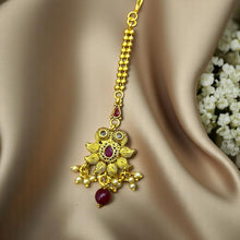 Antique Peacock Motif Bridal Set with Ruby Beads