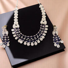 Royal Midnight Sapphire American Diamond Necklace Set
