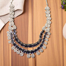 Royal Midnight Sapphire American Diamond Necklace Set