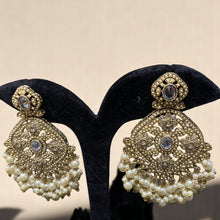 Antique Golden Kundan Chandbali Earrings